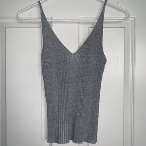 Forever 21 Silver Sparkly V-Neck Tank Top